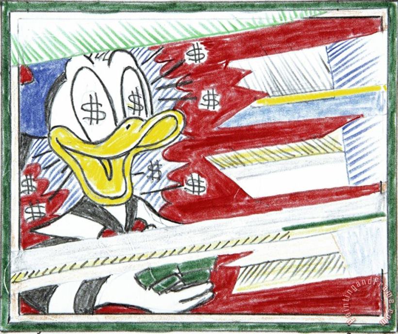 Reflections Portrait of a Duck (study), 1989 painting - Roy Lichtenstein Reflections Portrait of a Duck (study), 1989 Art Print