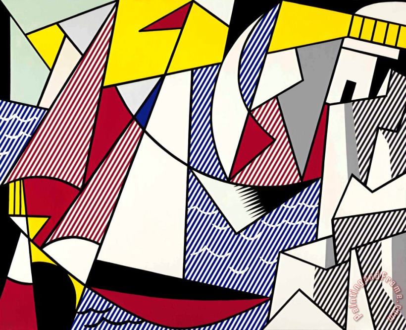 Sailboats, 1973 painting - Roy Lichtenstein Sailboats, 1973 Art Print