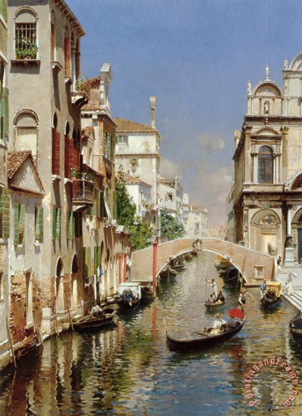 Rubens Santoro A Venetian Canal with The Scuola Grande Di San Marco And Campo San Giovanni E Paolo, Venice Art Painting