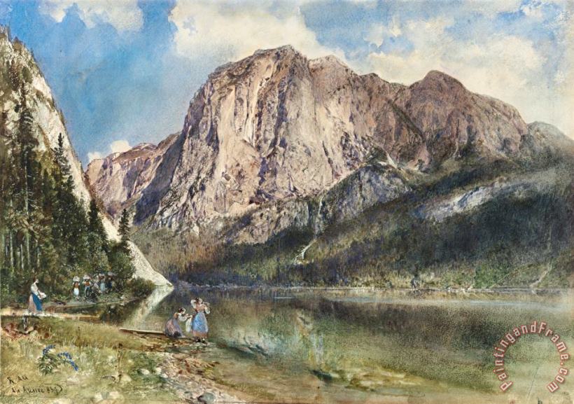 Rudolf von Alt Altaussee Lake And Face of Mount Trissel Art Painting