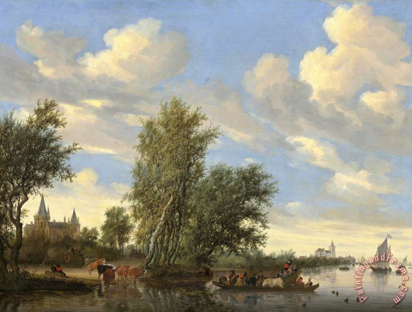 Salomon van Ruysdael River Landscape with Ferry Art Print