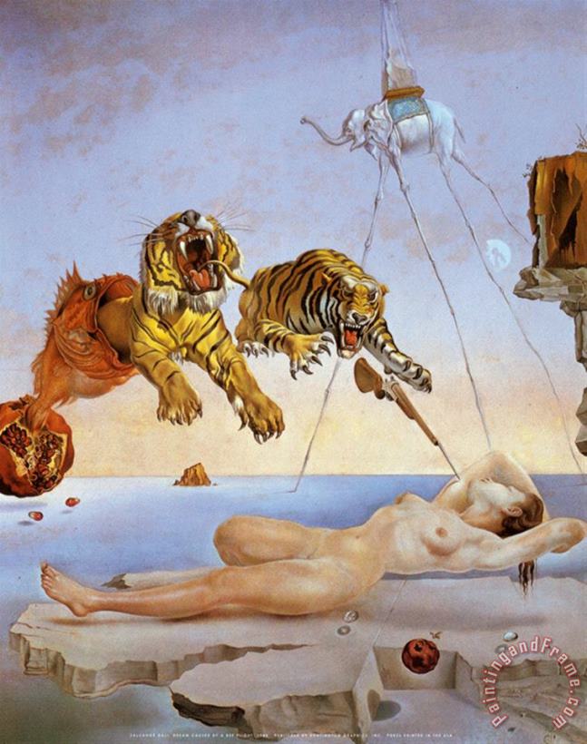 Dream Caused by The Flight of a Bee a Second Before Awakening painting - Salvador Dali Dream Caused by The Flight of a Bee a Second Before Awakening Art Print