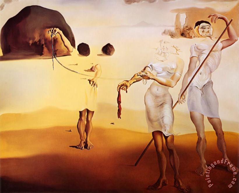 Salvador Dali Enchanted Beach with Three Fluid Graces II Art Painting