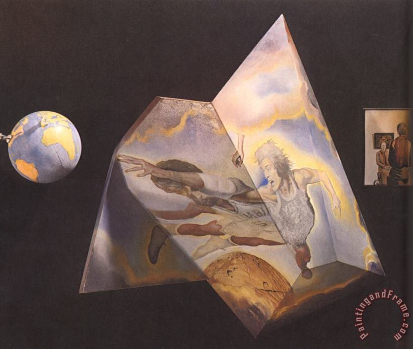 Salvador Dali Polyhedron Basketball Players Being Transformed Into Angels Assembling a Hologram The Central Art Print
