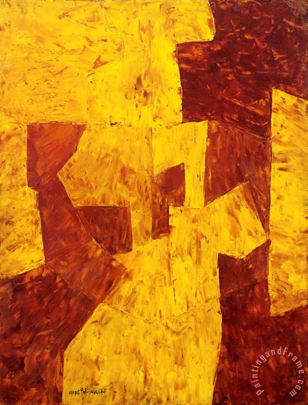 Serge Poliakoff Orange Et Ocre Art Painting