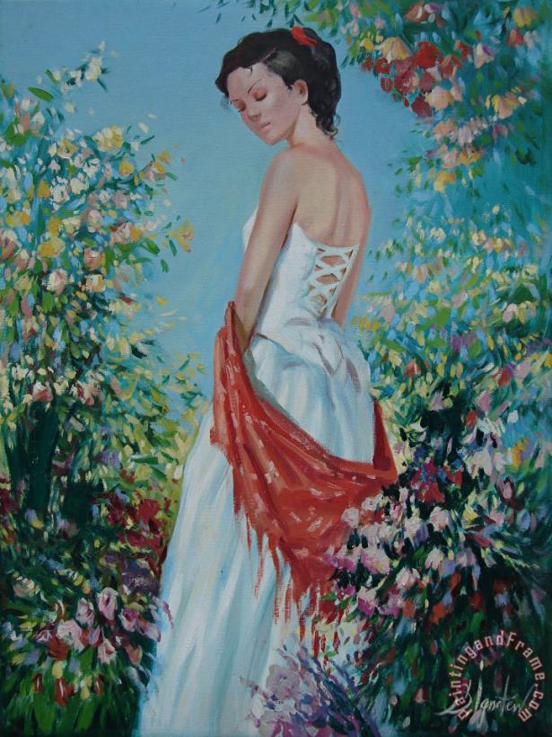 Sergey Ignatenko The florist in a red kerchief Art Painting