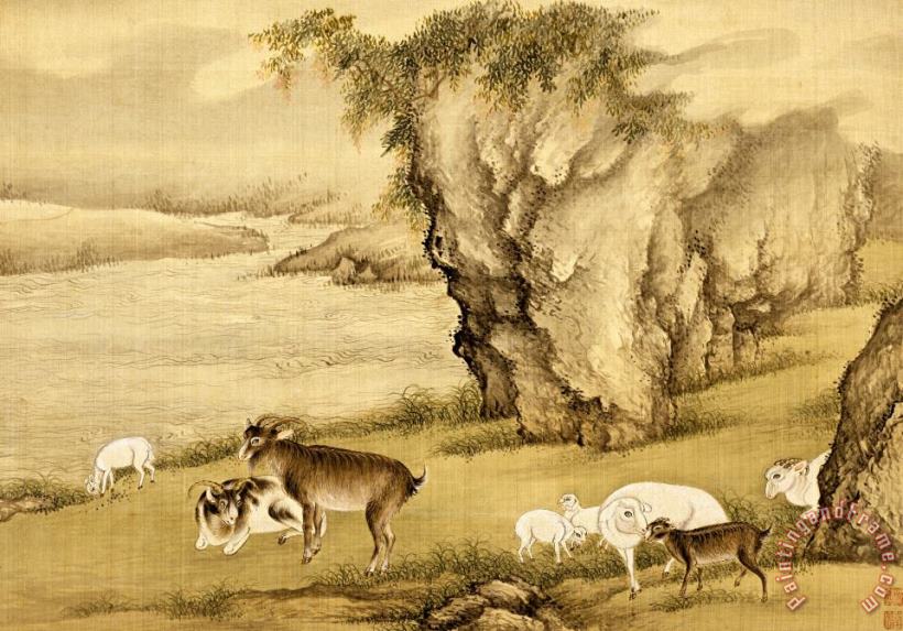 Shen Nanpin Album of Birds And Animals (sheep And Goats) Art Painting