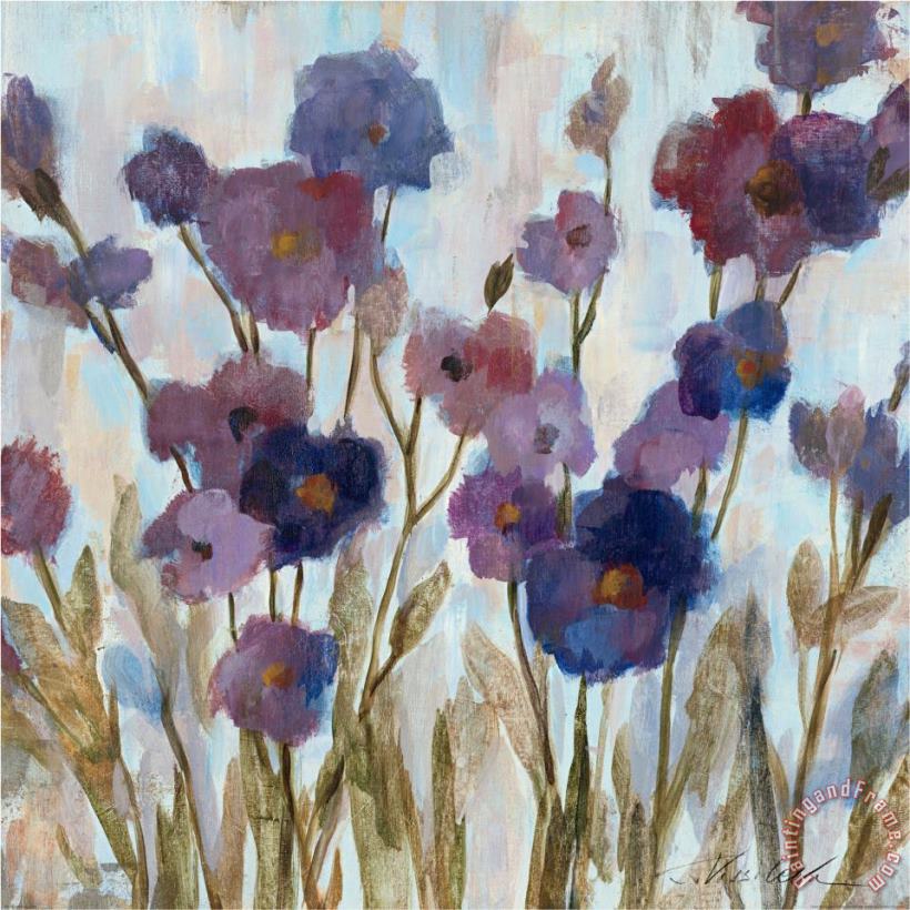 Abstracted Florals in Purple painting - Silvia Vassileva Abstracted Florals in Purple Art Print