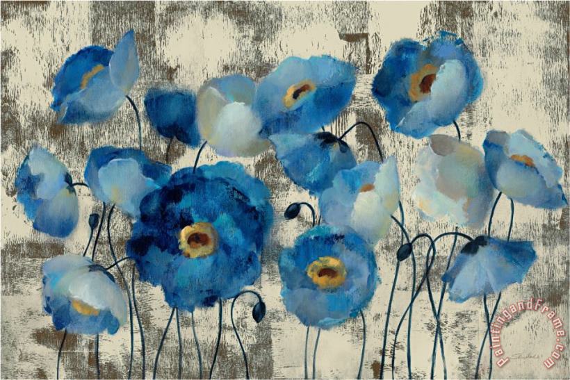 Aquamarine Floral painting - Silvia Vassileva Aquamarine Floral Art Print