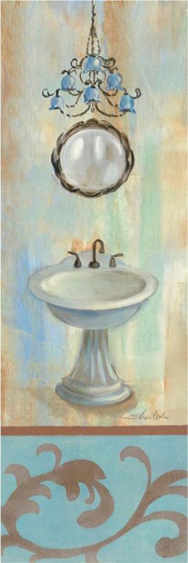 French Bathroom in Blue II painting - Silvia Vassileva French Bathroom in Blue II Art Print