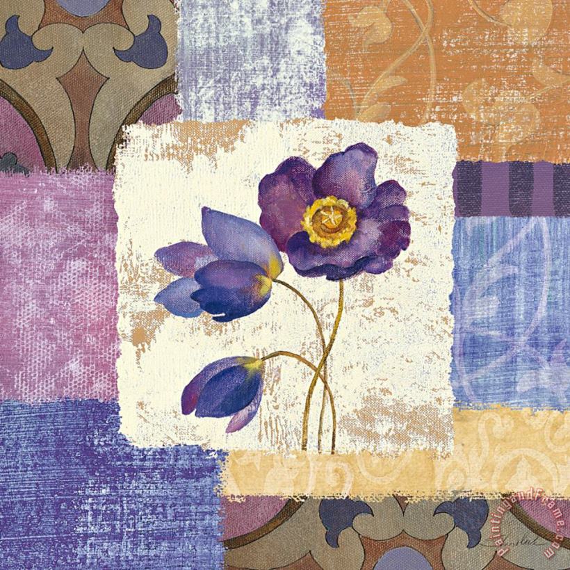 Tiled Poppies I Purple painting - Silvia Vassileva Tiled Poppies I Purple Art Print