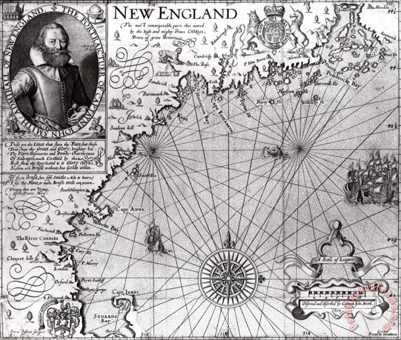 Simon de Passe Map of the Coast of New England Art Painting