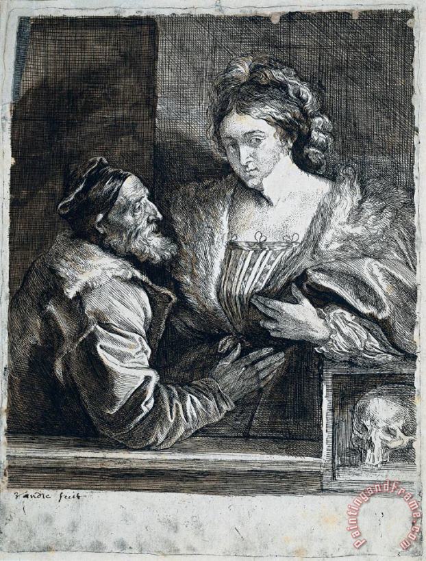Titian's Self Portrait with a Young Woman painting - Sir Antony Van Dyck Titian's Self Portrait with a Young Woman Art Print