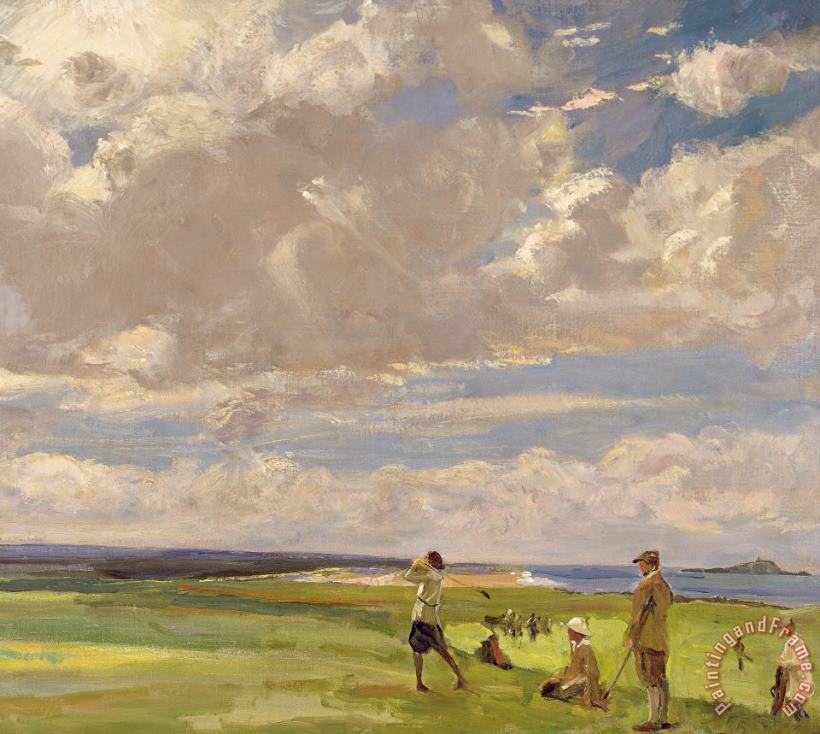 Sir John Lavery Lady Astor Playing Golf At North Berwick Art Print