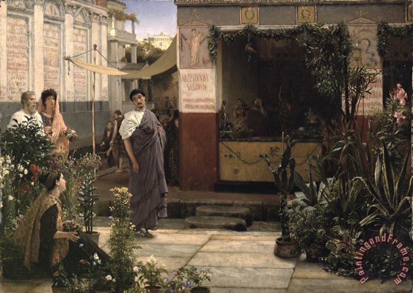 A Roman Flower Market painting - Sir Lawrence Alma-Tadema A Roman Flower Market Art Print