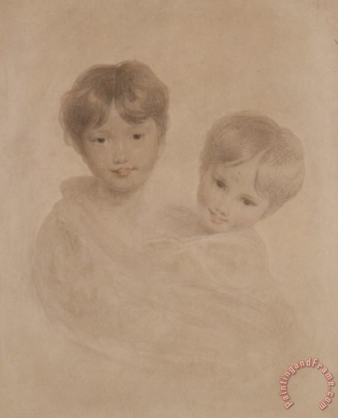 Sir Thomas Lawrence Portrait Sketch of Two Boys Possibly George 3rd Marquees Townshend And His Younger Brother Charles Art Painting