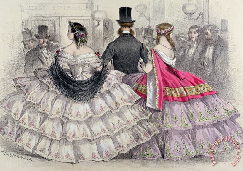 TH Guerin Ladies Wearing Crinolines At The Royal Italian Opera Art Print