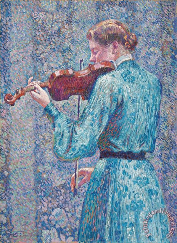 Marie Anne Weber Playing The Violin painting - Theo van Rysselberghe Marie Anne Weber Playing The Violin Art Print