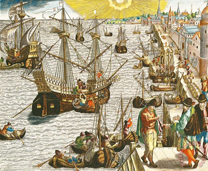 Theodore de Bry Departure From Lisbon For Brazil Art Painting