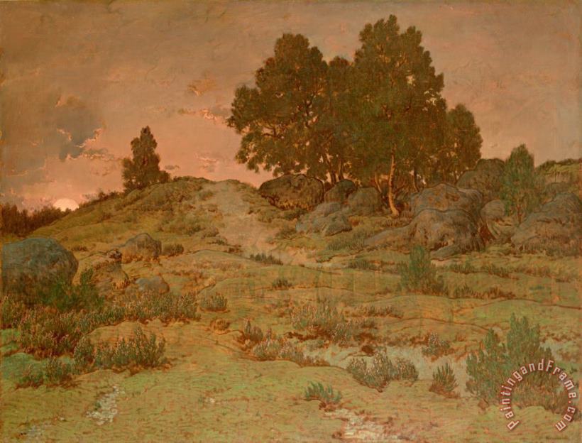 Sunset on The Hills of Jean De Paris painting - Theodore Rousseau Sunset on The Hills of Jean De Paris Art Print