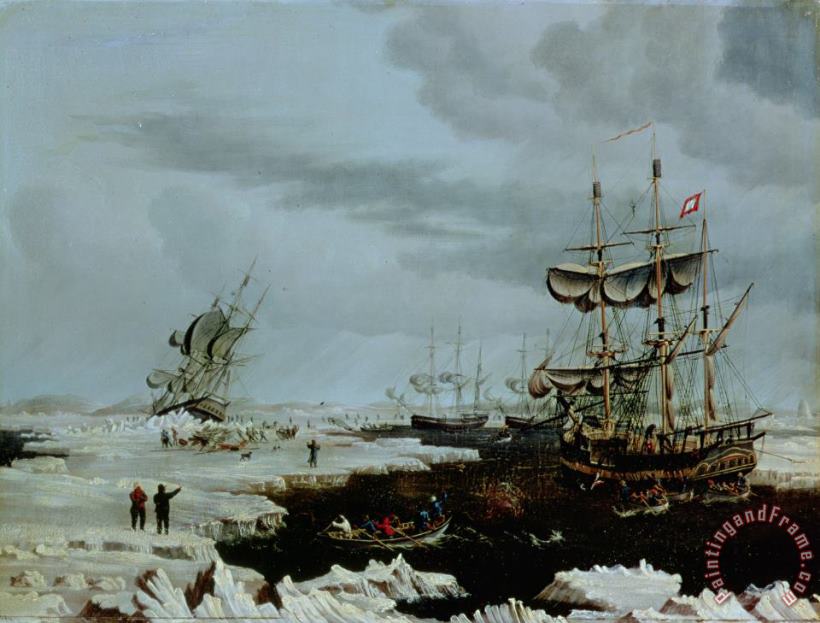 Hull Whalers in the Arctic painting - Thomas A Binks Hull Whalers in the Arctic Art Print