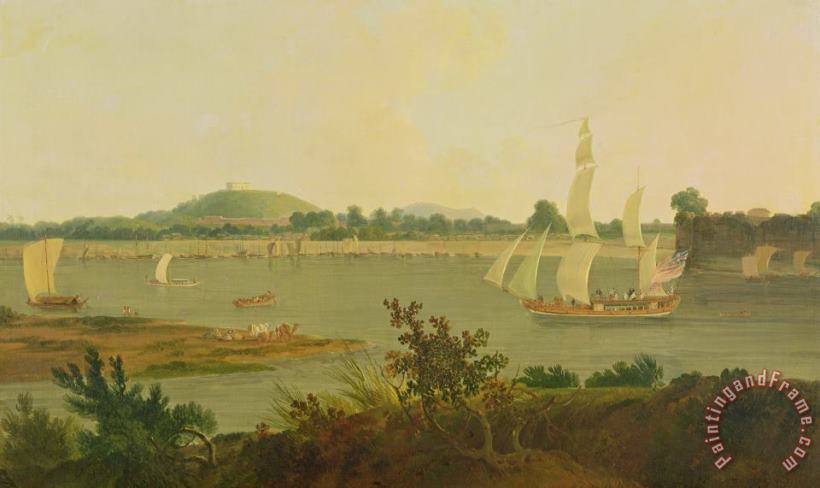 Thomas Daniell Pinnace Sailing Down the Ganges past Monghyr Fort Art Painting