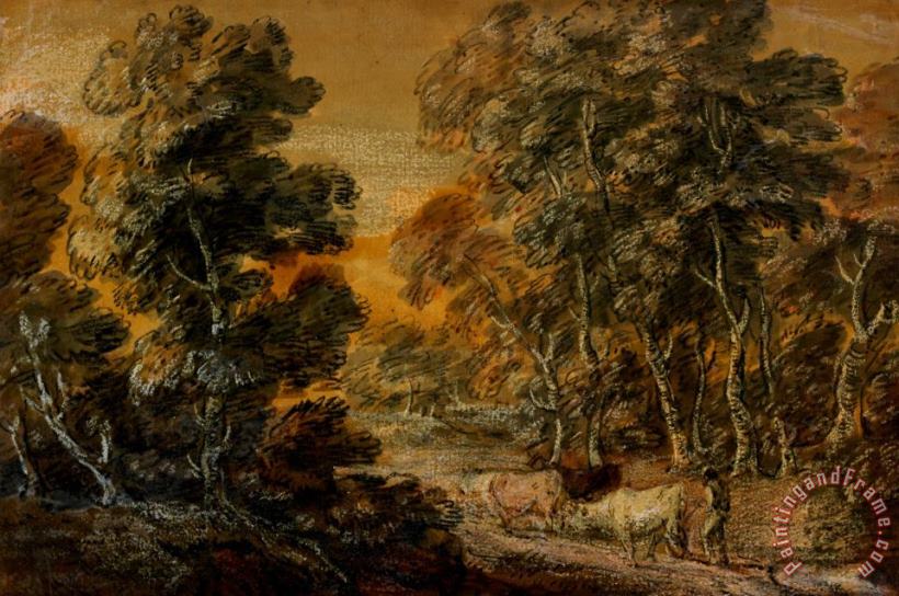 Thomas Gainsborough Wooded Landscape With Herdsman And Cattle Art Print