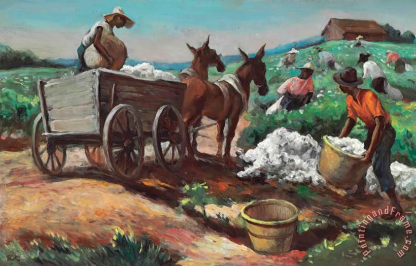 Thomas Hart Benton Cotton Picking And Loading Art Painting