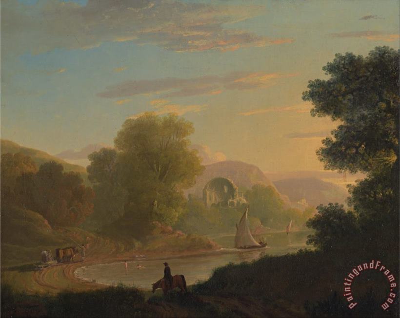 Thomas Jones An Imaginary Coast Scene, with The Temple of Venus at Baiae Art Painting