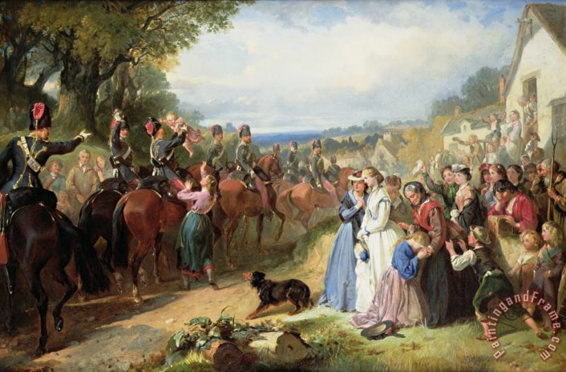 The Girls We Left Behind Us - The Departure of the 11th Hussars for India painting - Thomas Jones Barker The Girls We Left Behind Us - The Departure of the 11th Hussars for India Art Print