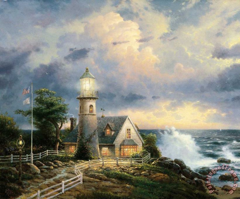 Thomas Kinkade A Light in The Storm Art Painting