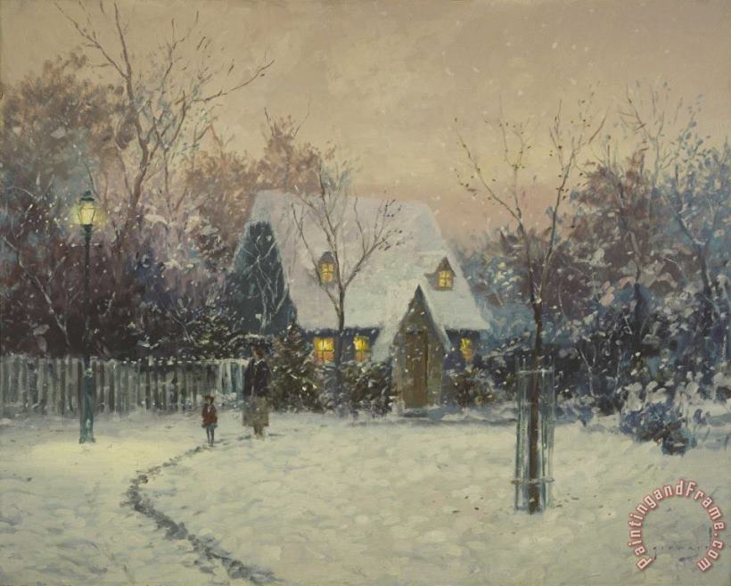 Thomas Kinkade A Winter's Cottage Art Painting