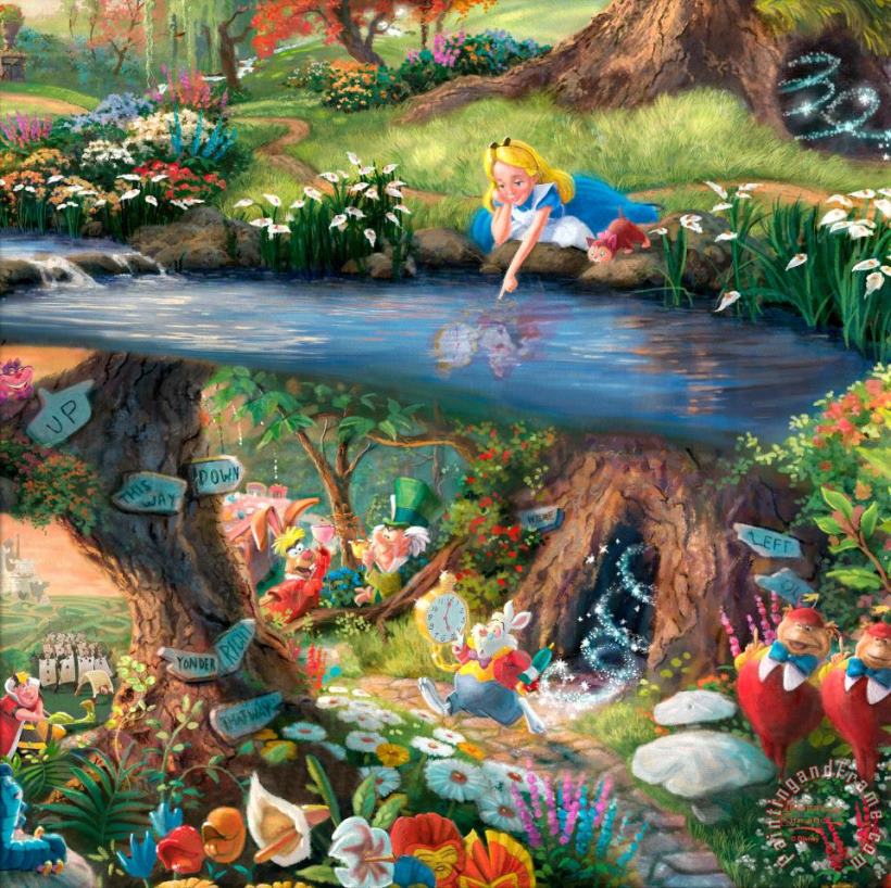 Thomas Kinkade Alice in Wonderland Art Painting