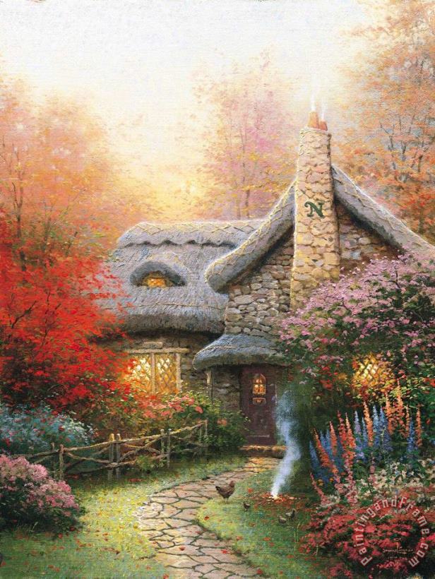 Thomas Kinkade Autumn at Ashley&#039;s Cottage painting - Autumn at Ashley&#039;s