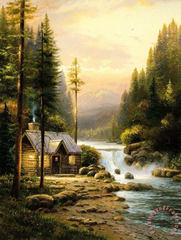 Thomas Kinkade Evening in The Forest Art Print