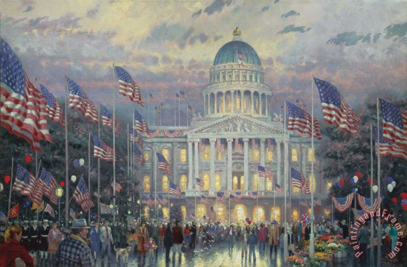Thomas Kinkade Flags Over The Capitol Art Painting
