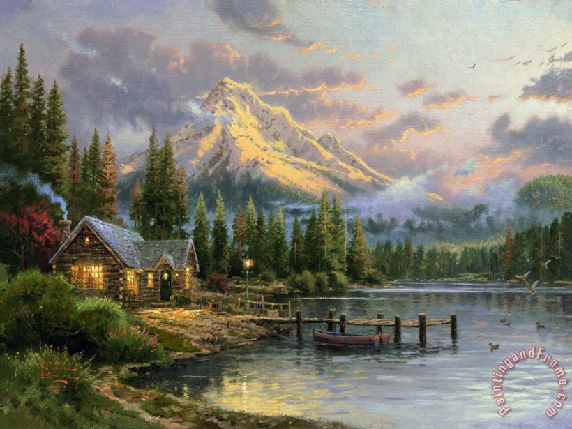 Thomas Kinkade Lakeside Hideaway Art Painting