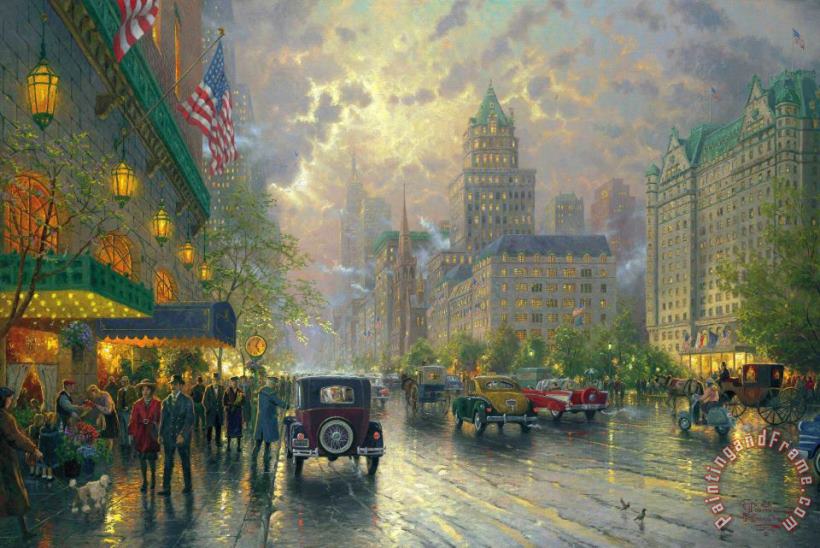 New York, 5th Avenue painting - Thomas Kinkade New York, 5th Avenue Art Print