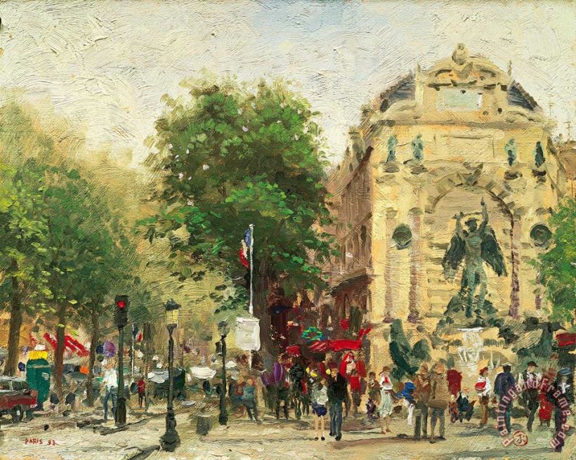 Thomas Kinkade Paris, St. Michel Art Painting