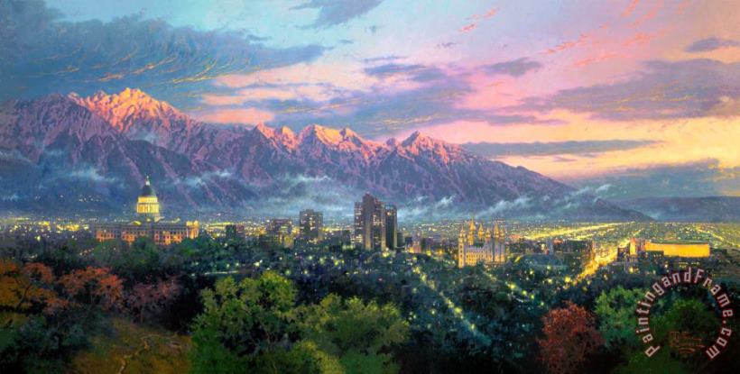 Thomas Kinkade Salt Lake City of Lights Art Painting