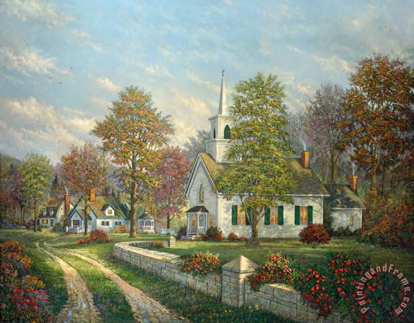 Thomas Kinkade Serenity Chapel Art Painting
