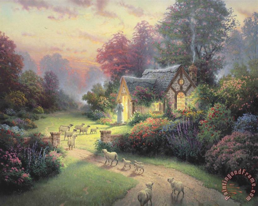 Thomas Kinkade The Good Shepherd's Cottage Art Painting