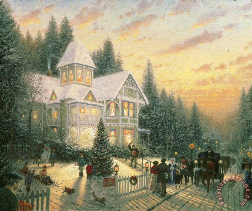 Thomas Kinkade Victorian Christmas Art Painting