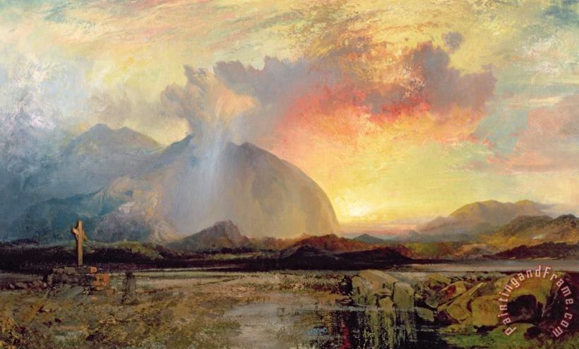 Thomas Moran Sunset Vespers at the Old Rugged Cross Art Painting