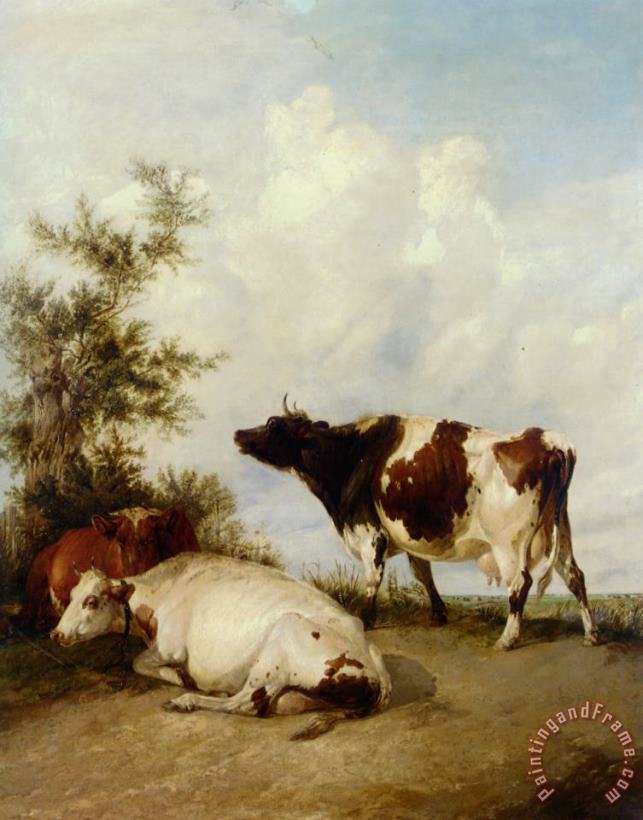 Thomas Sidney Cooper Cows in a Meadow Art Painting