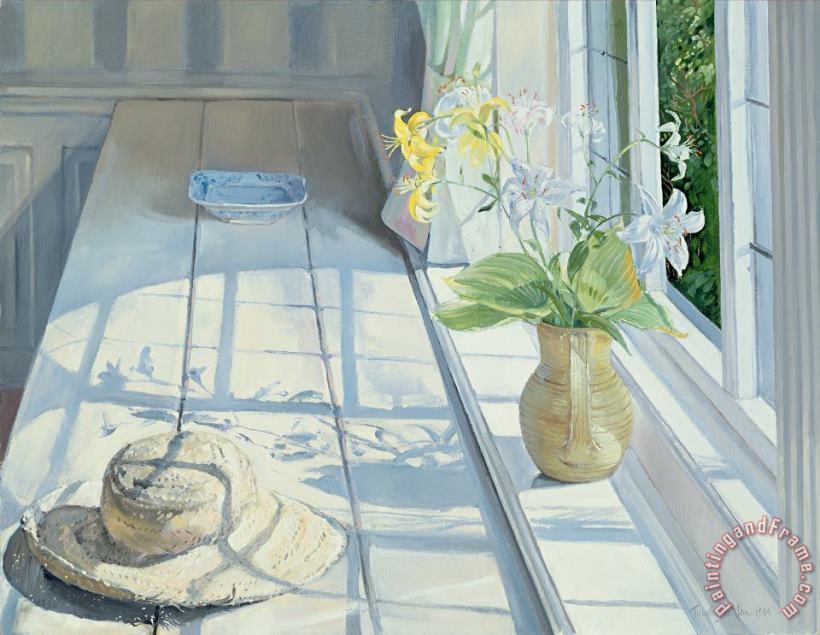 Lilies And A Straw Hat painting - Timothy Easton Lilies And A Straw Hat Art Print