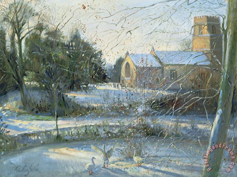 The Frozen Moat - Bedfield painting - Timothy Easton The Frozen Moat - Bedfield Art Print