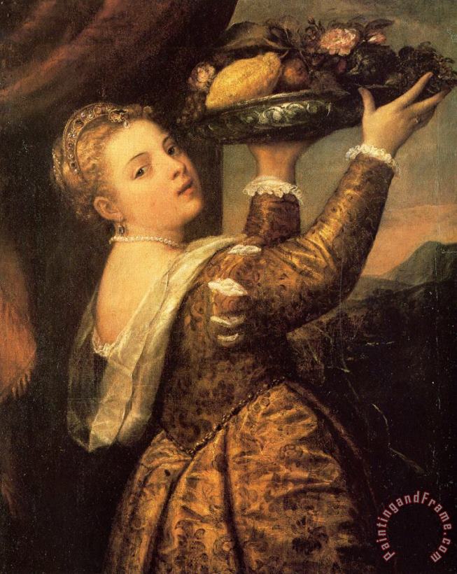 Girl with a Basket of Fruits (lavinia) painting - Titian Girl with a Basket of Fruits (lavinia) Art Print
