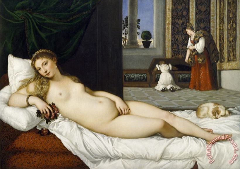 Venus of Urbino before 1538 painting - Tiziano Vecellio Venus of Urbino before 1538 Art Print