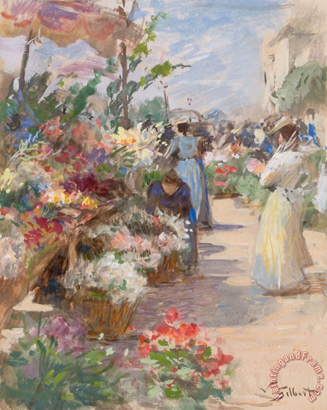 Victor Gabriel Gilbert The Flower Market painting - The Flower Market